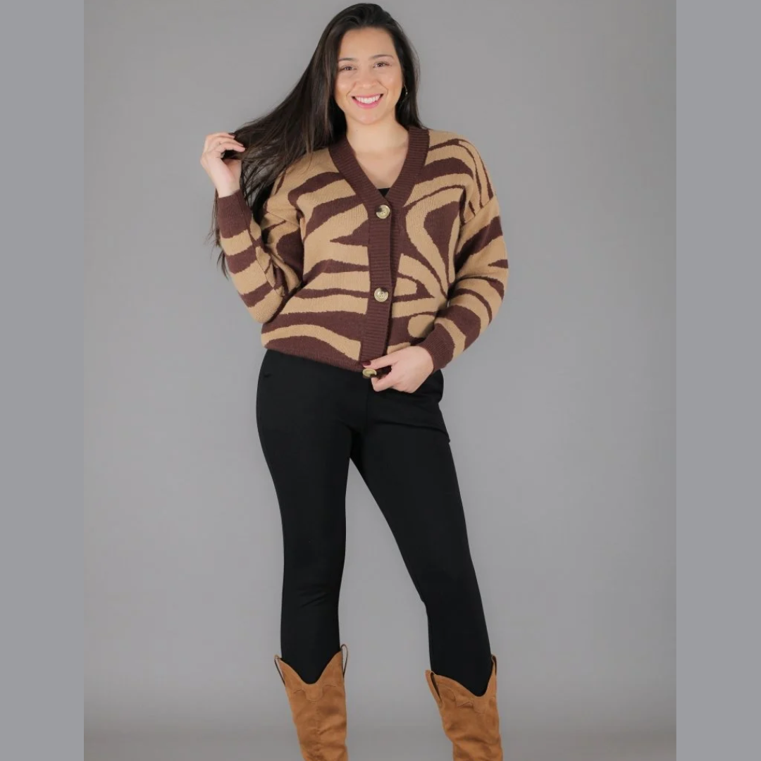 Iviana | Textured Zebra-Print Cardigan