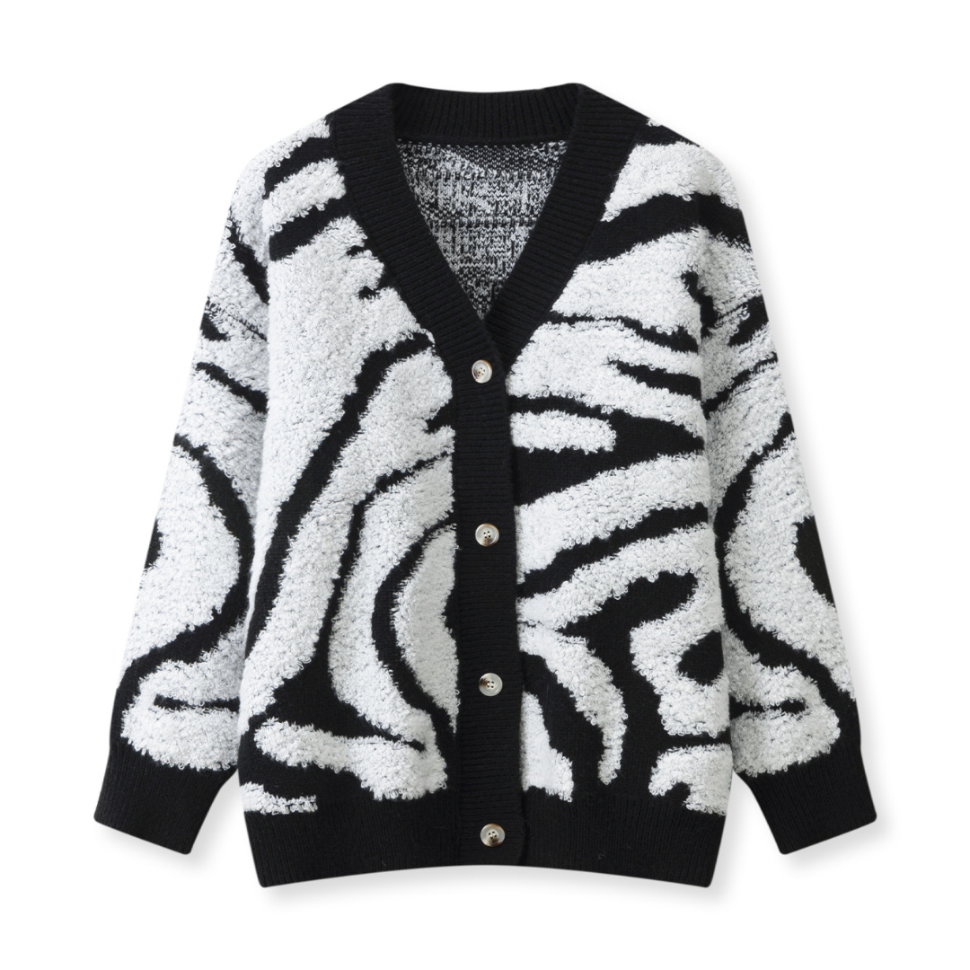 Iviana | Textured Zebra-Print Cardigan