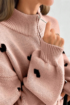 Cassia | Heart Half-Zip Sweater