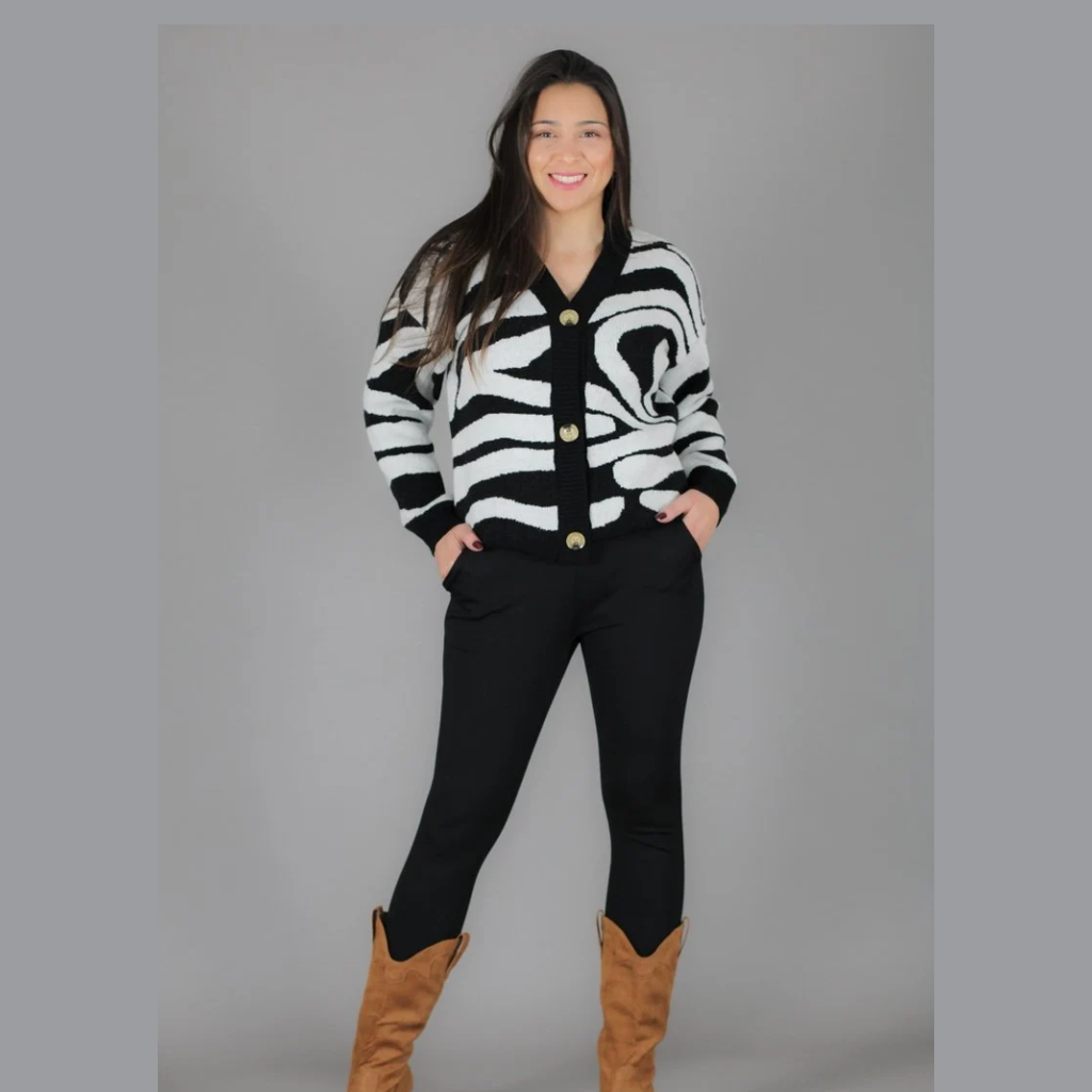 Iviana | Textured Zebra-Print Cardigan