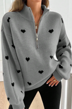 Cassia | Heart Half-Zip Sweater