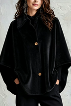 Delaney Flannel Cape-Sleeve Poncho
