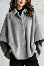 Delaney Flannel Cape-Sleeve Poncho
