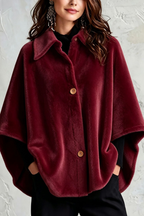 Delaney Flannel Cape-Sleeve Poncho