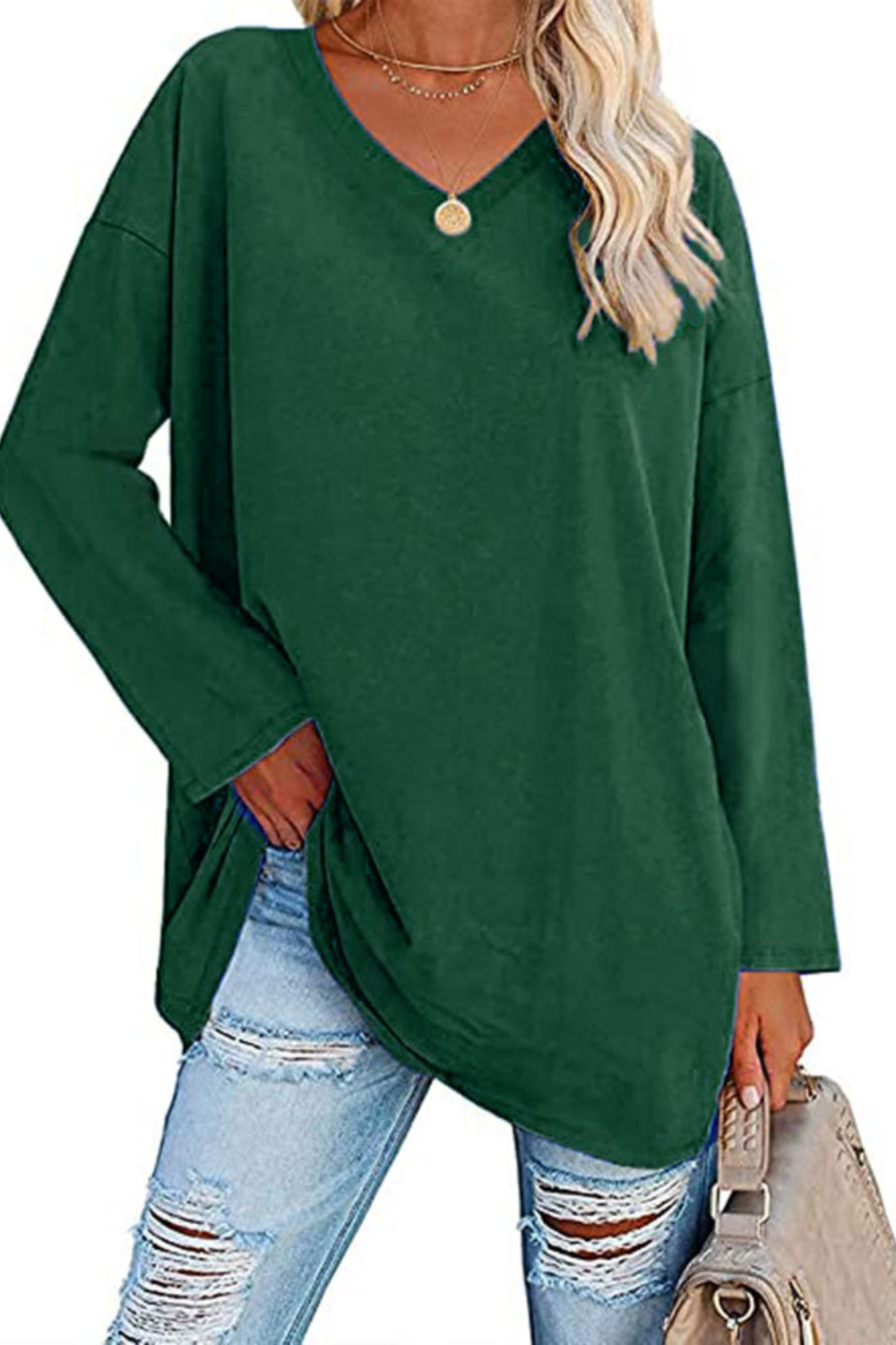 Livia|Relaxed V-Neck Knit Top