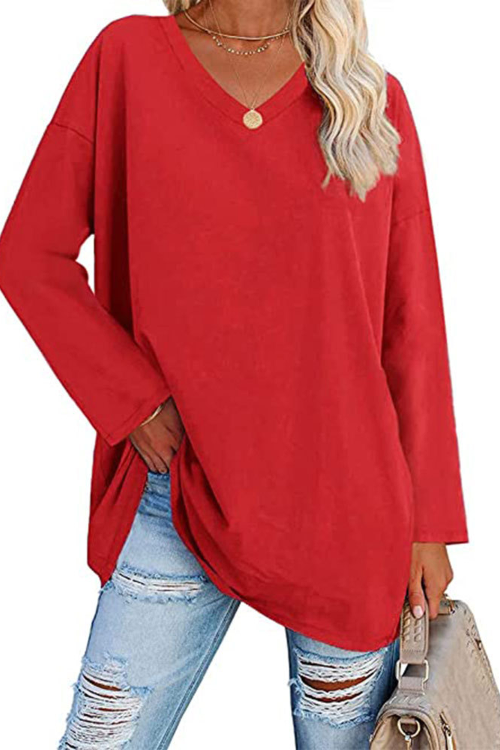 Livia|Relaxed V-Neck Knit Top
