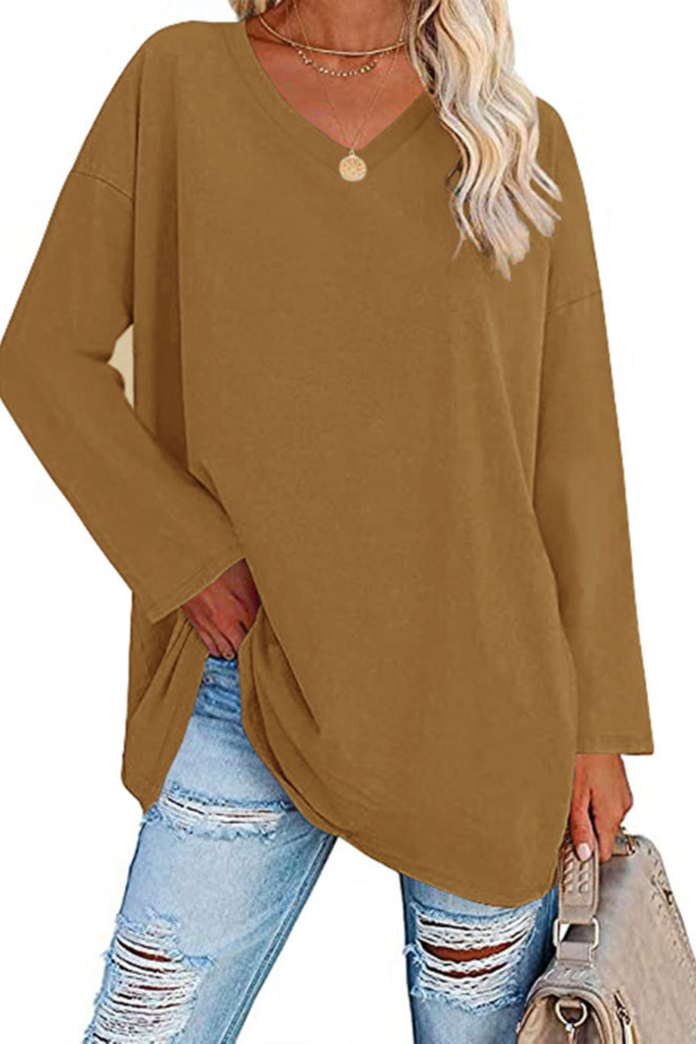 Livia|Relaxed V-Neck Knit Top