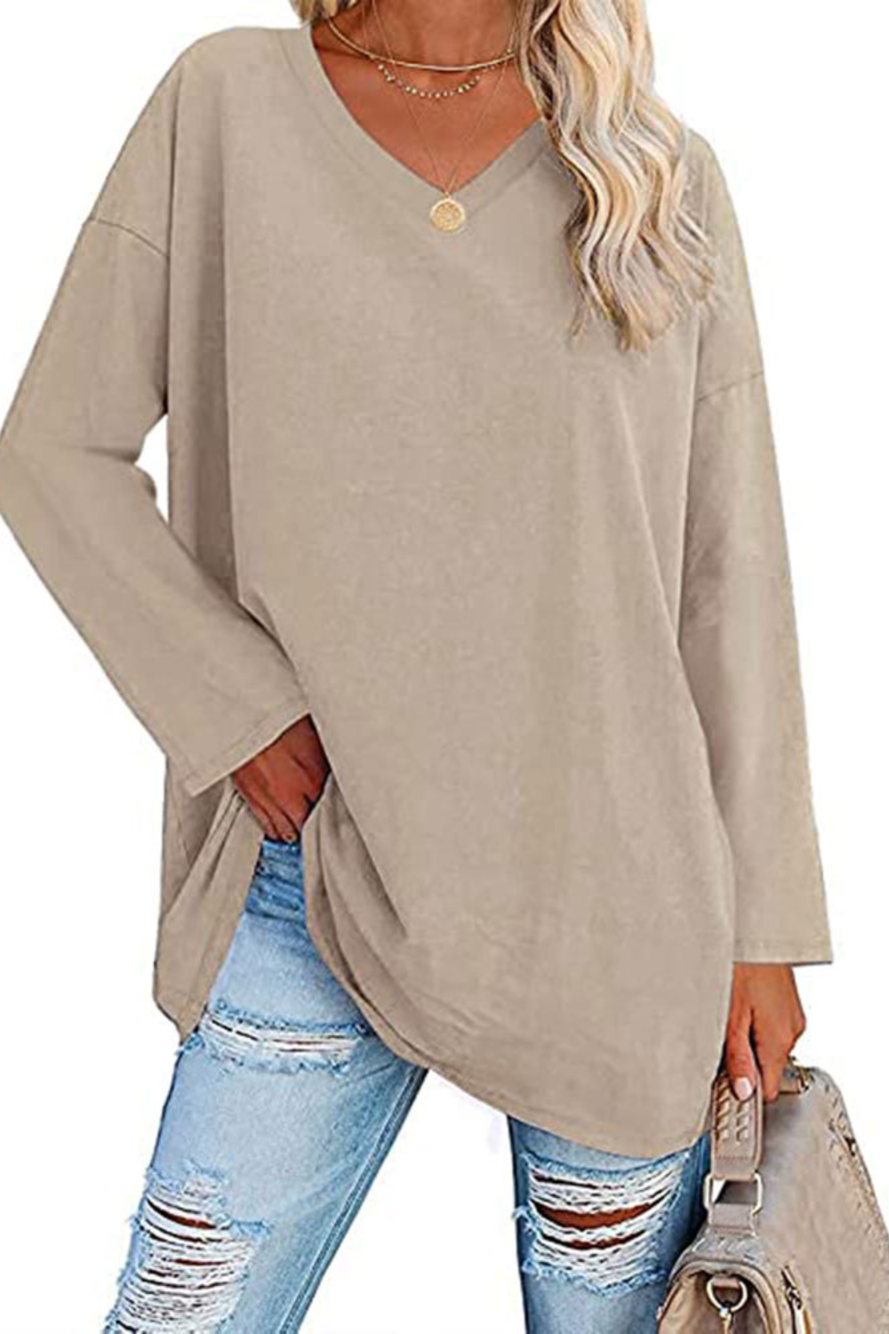Livia|Relaxed V-Neck Knit Top