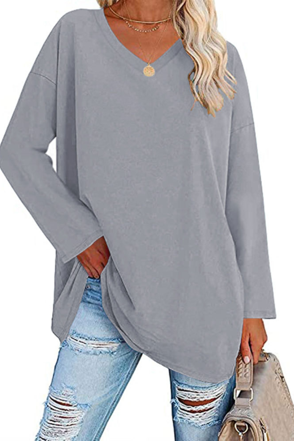 Livia|Relaxed V-Neck Knit Top