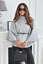 Isolde Faux Wool Belted Cape Coat