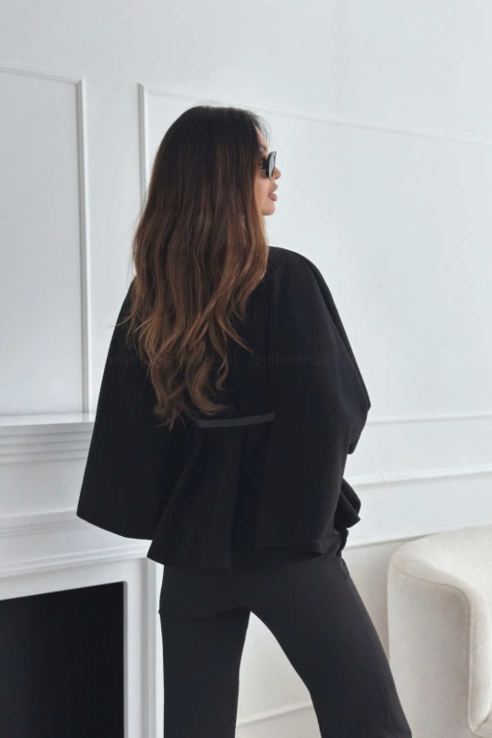 Isolde Faux Wool Belted Cape Coat