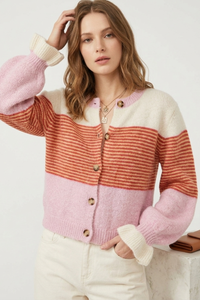 Marlowe | Striped Batwing Button Cardigan