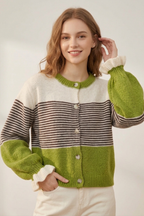Marlowe | Striped Batwing Button Cardigan