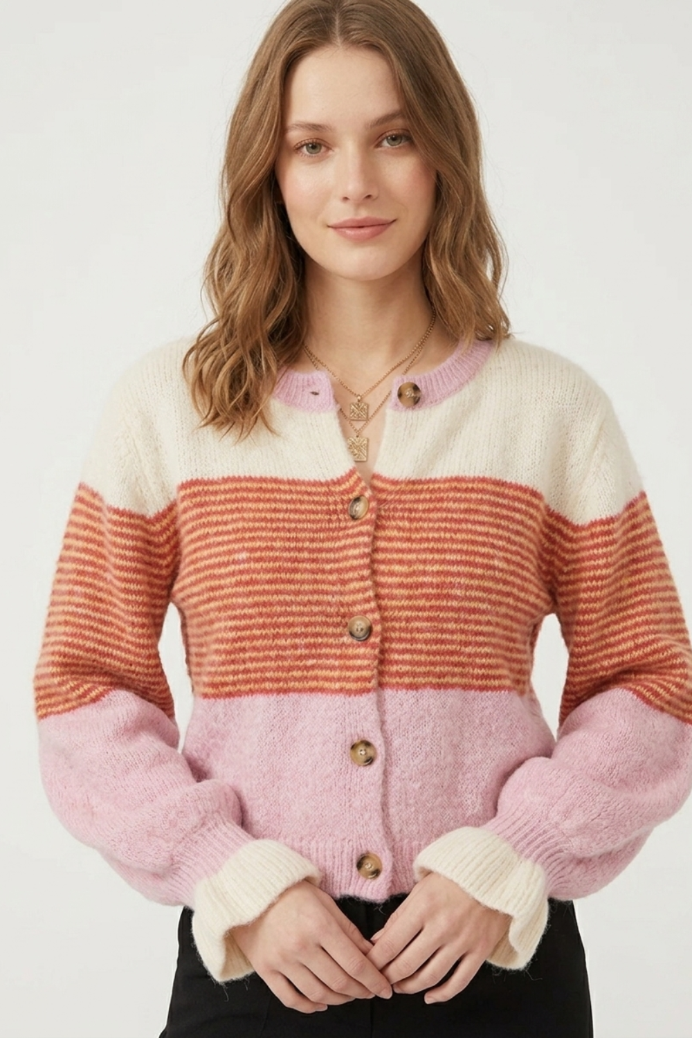 Marlowe | Striped Batwing Button Cardigan