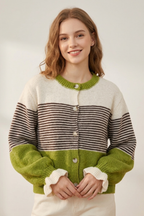 Marlowe | Striped Batwing Button Cardigan