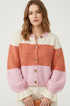 Marlowe | Striped Batwing Button Cardigan
