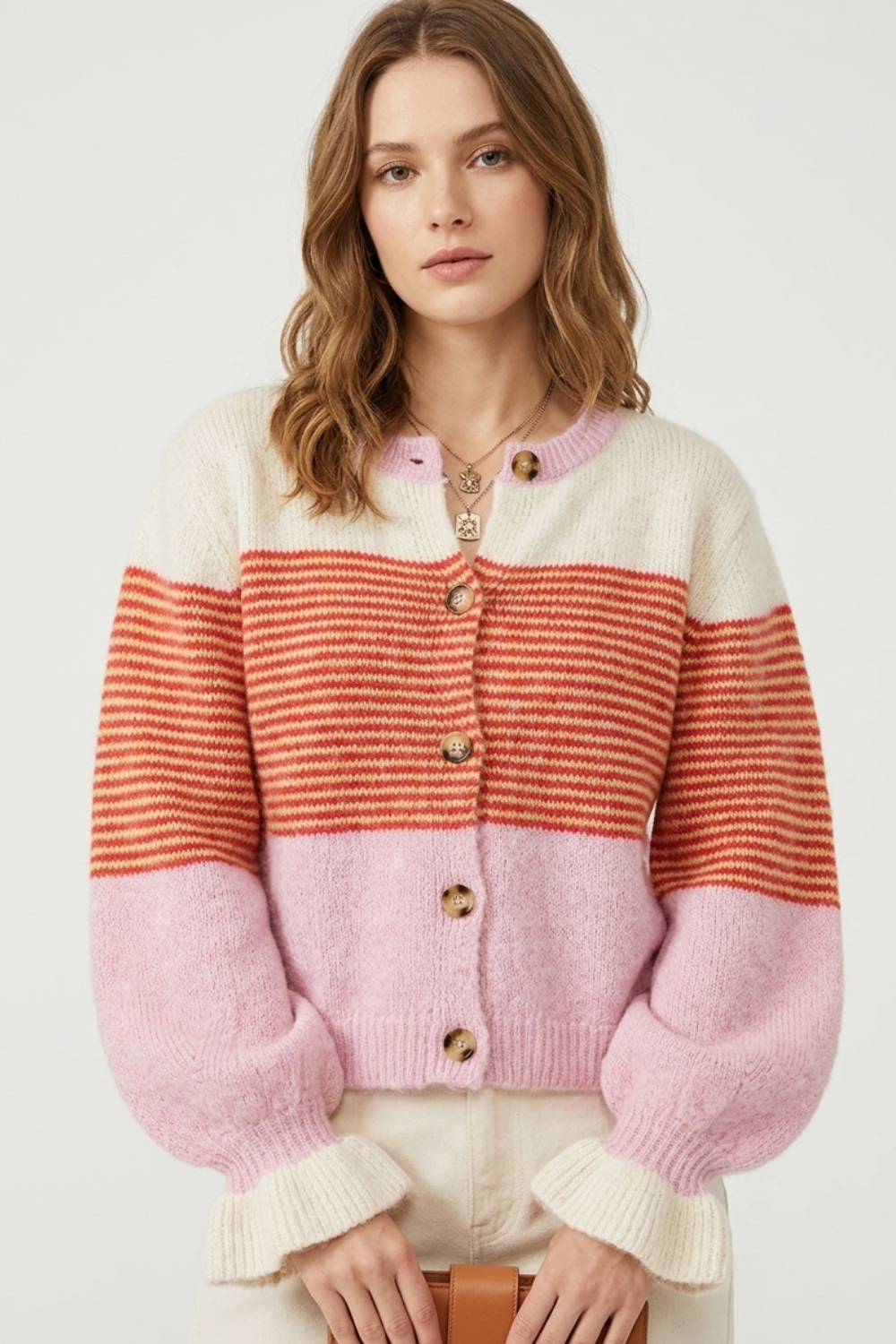 Marlowe | Striped Batwing Button Cardigan