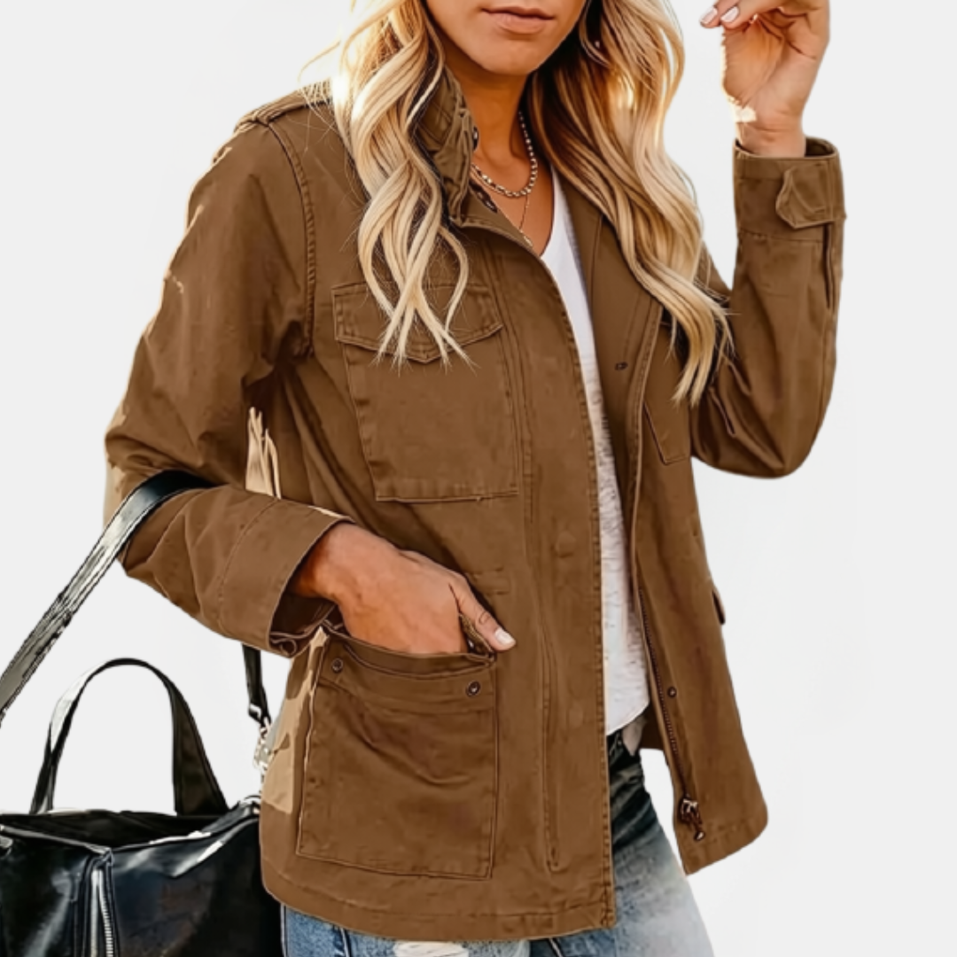 Charlotte -  Cargo Jacket with Multi Pocket Drawstring Waist