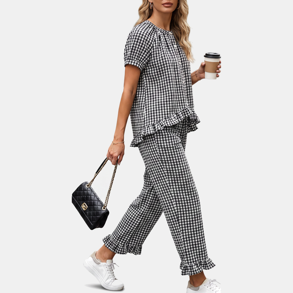 Winnie | Women's Ruffle Trim Pajama Set