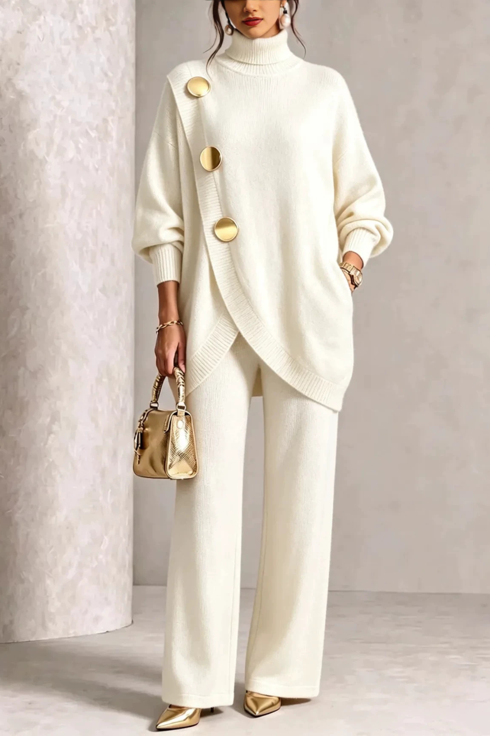 Colette | Metal Button Knit Two-Piece Set