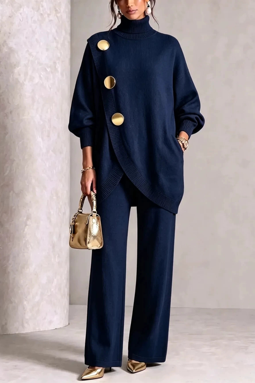 Colette | Metal Button Knit Two-Piece Set