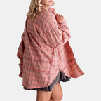 Cloé - Flannel Shirt Oversized Long Sleeve Blouse