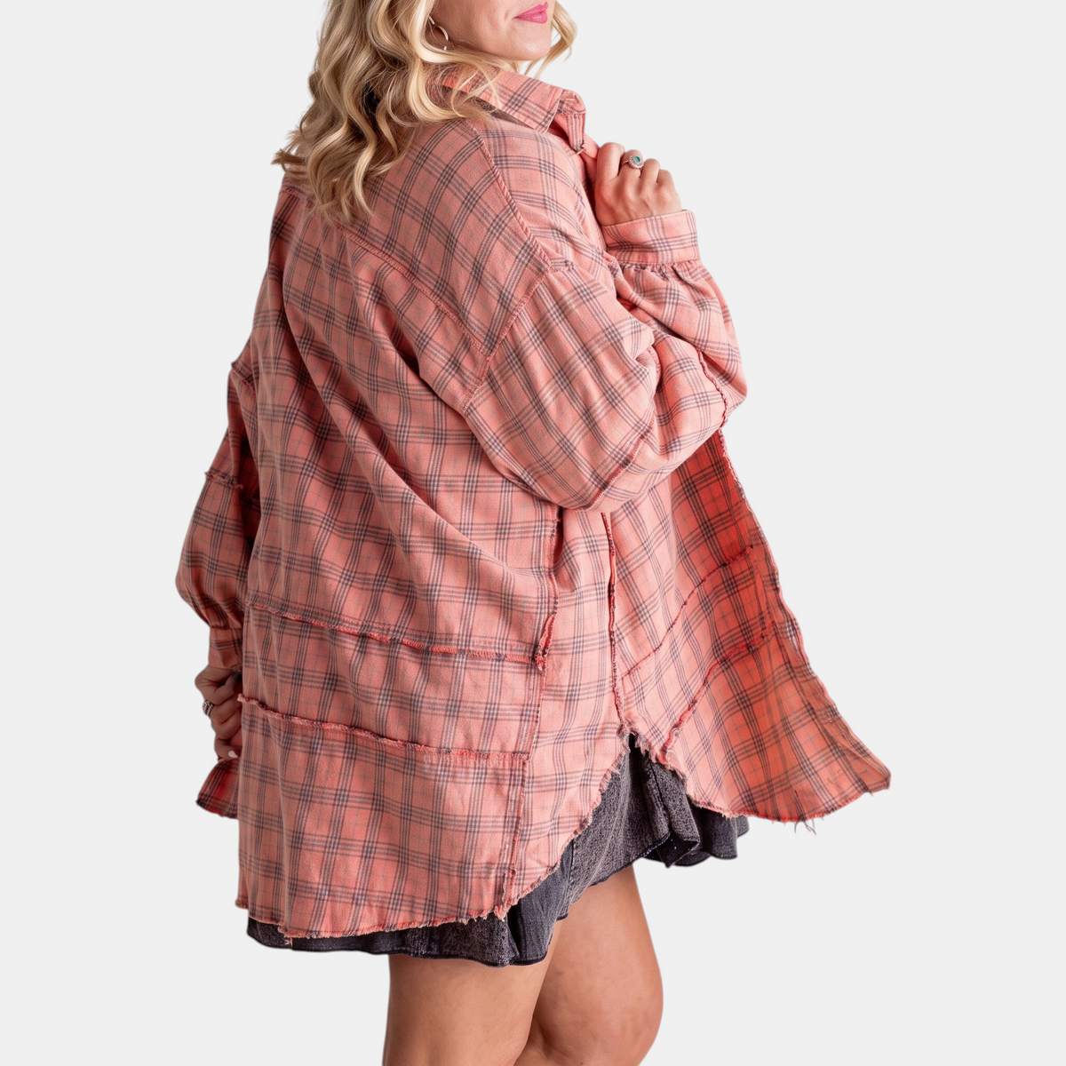 Cloé - Flannel Shirt Oversized Long Sleeve Blouse
