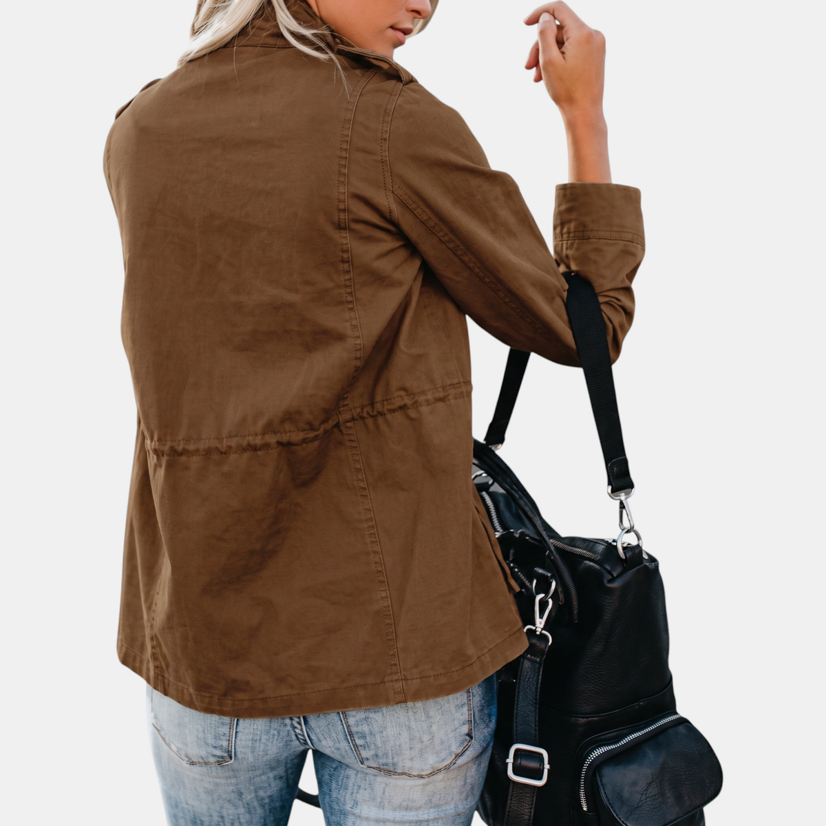 Charlotte -  Cargo Jacket with Multi Pocket Drawstring Waist