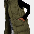 Eliza - Puffer Vest Quilted Hooded Maxi Length Button Down