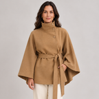 Seraphina | Belted Cape Coat with Stand Collar