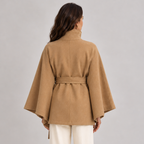 Seraphina | Belted Cape Coat with Stand Collar