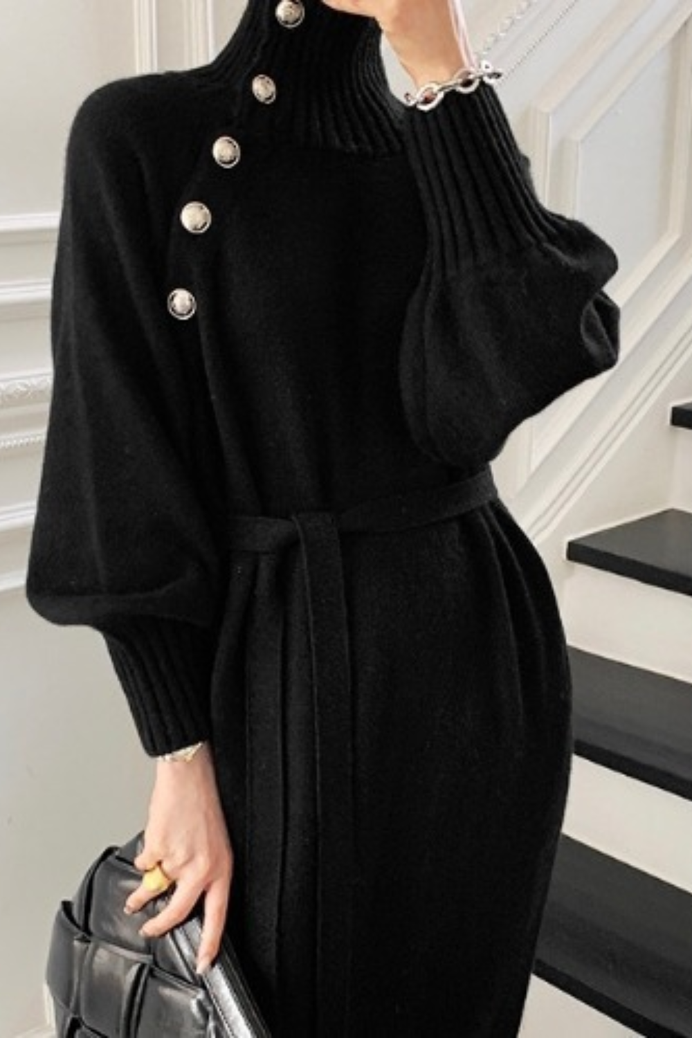 Marchesa Turtleneck Knit Dress