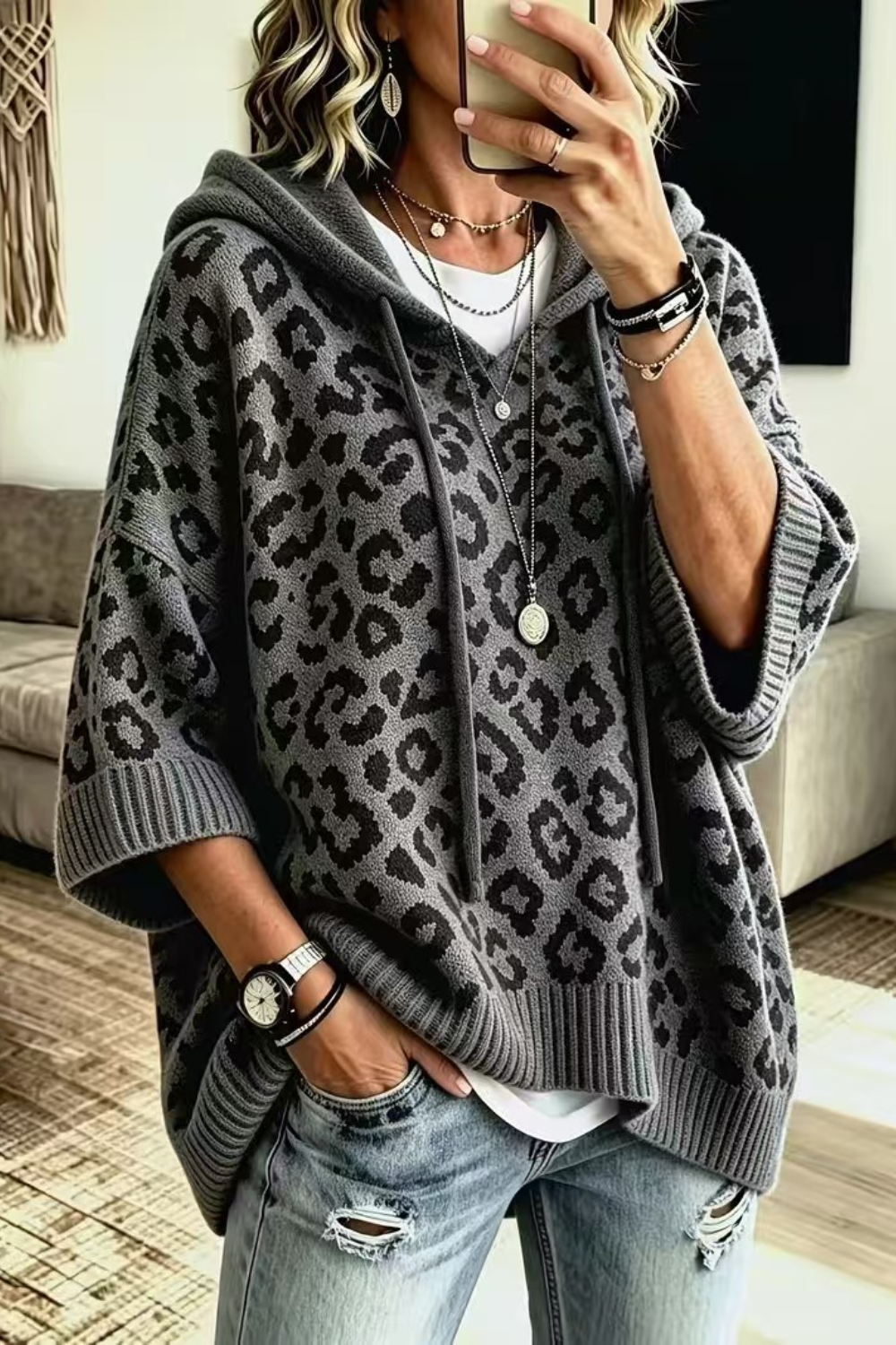 Rosalind | Hooded leopard Sweater