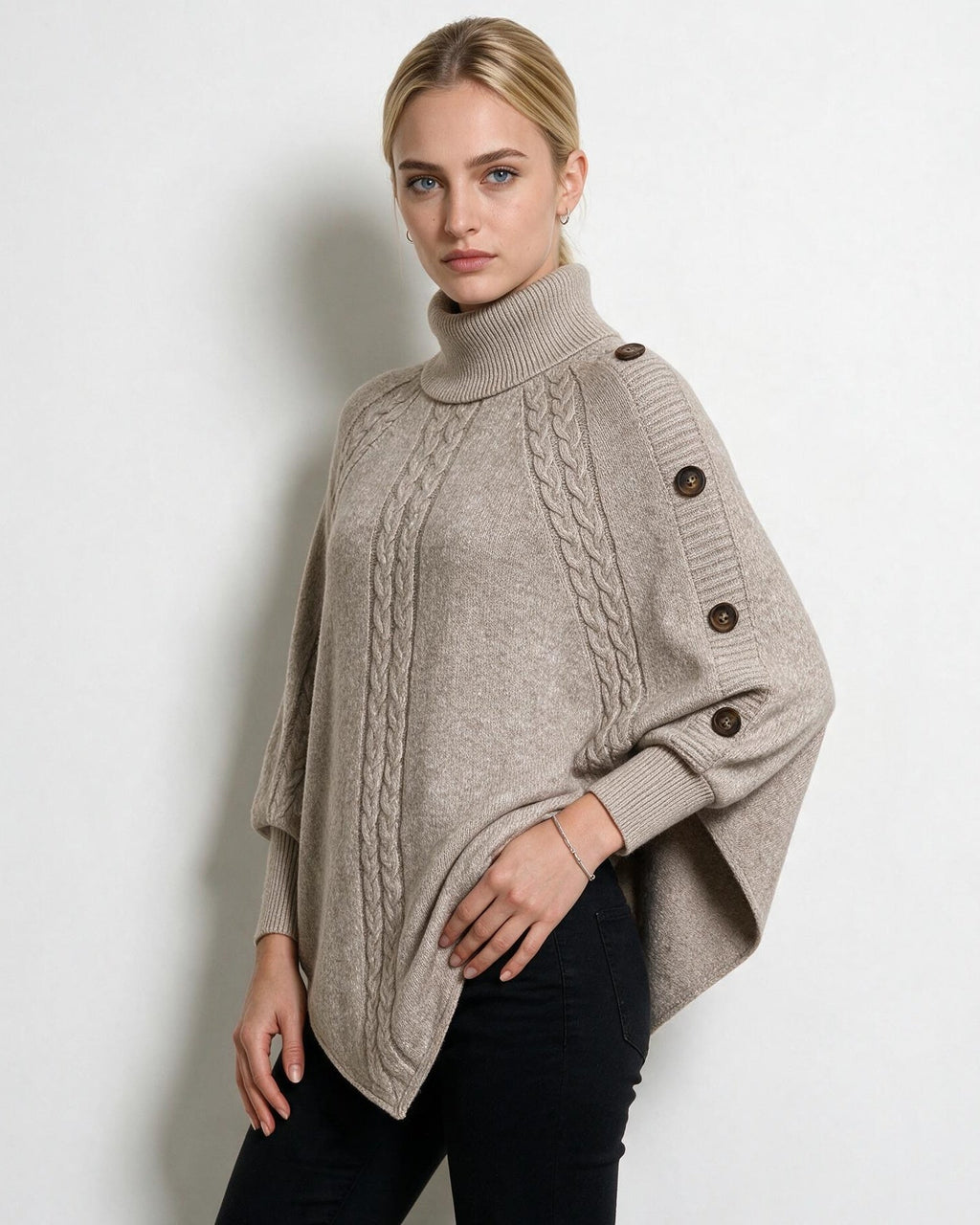 Brynn | Cable-Knit Poncho Sweater