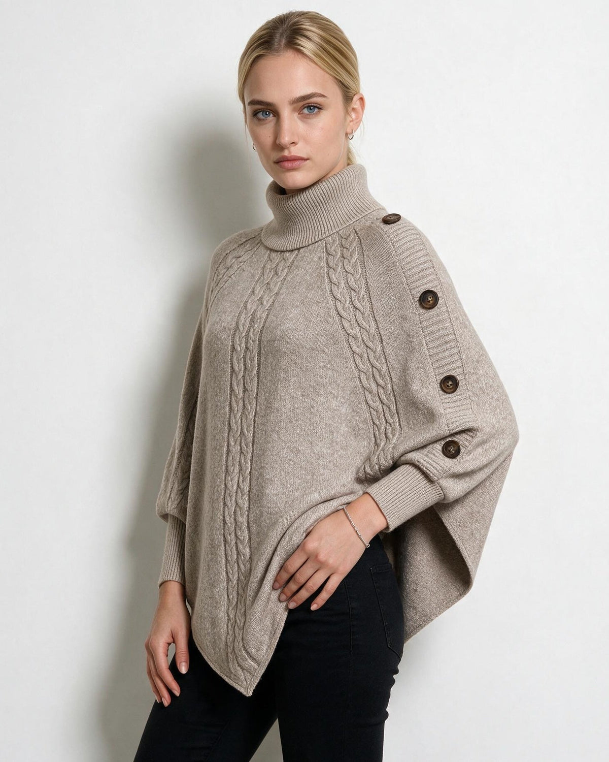 Brynn | Cable-Knit Poncho Sweater