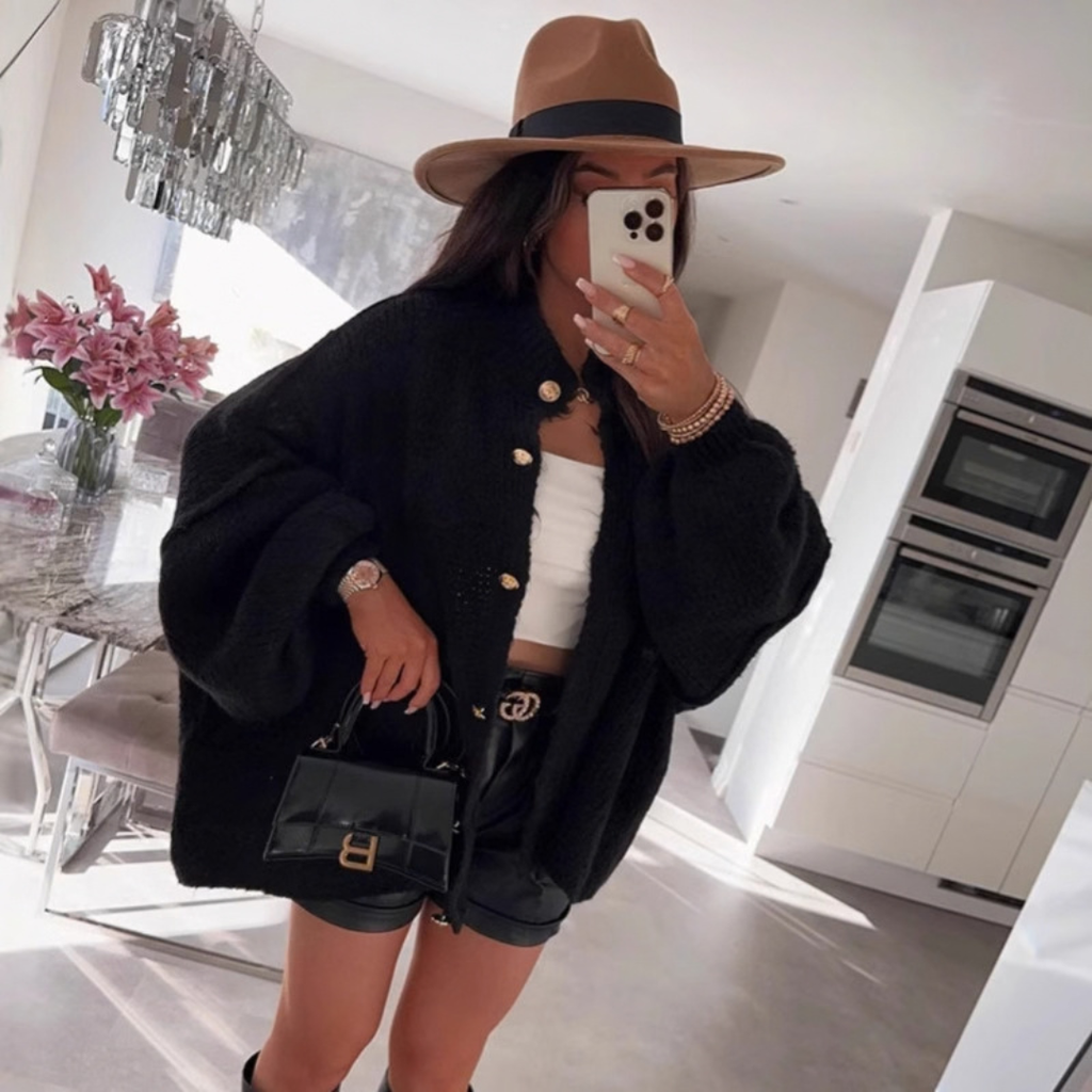 Thalia | Relaxed Puff-Sleeve Knit Cardigan