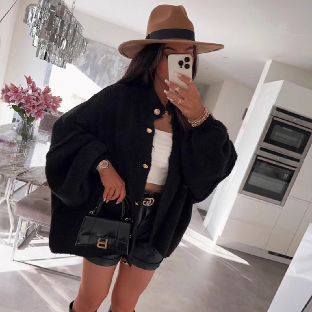 Thalia | Relaxed Puff-Sleeve Knit Cardigan