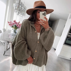 Thalia | Relaxed Puff-Sleeve Knit Cardigan