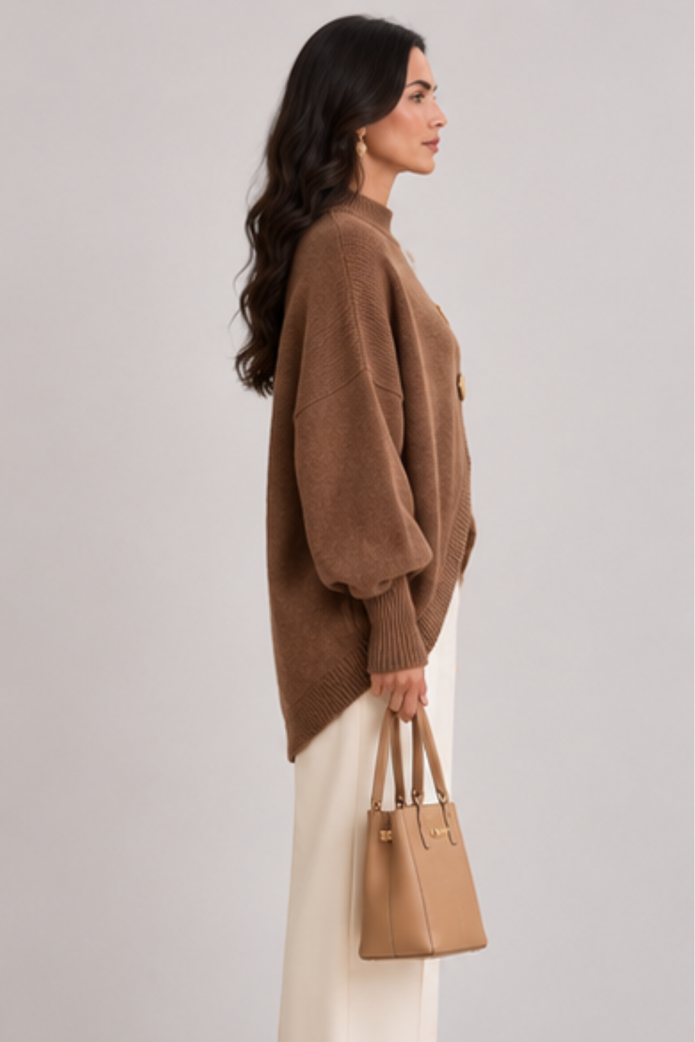 Marisse |  Button Turtleneck Sweater