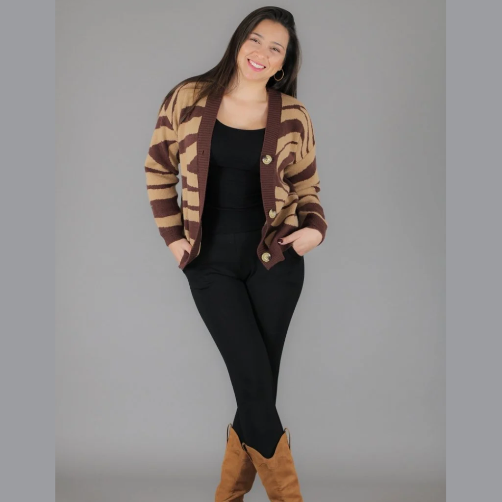 Iviana | Textured Zebra-Print Cardigan