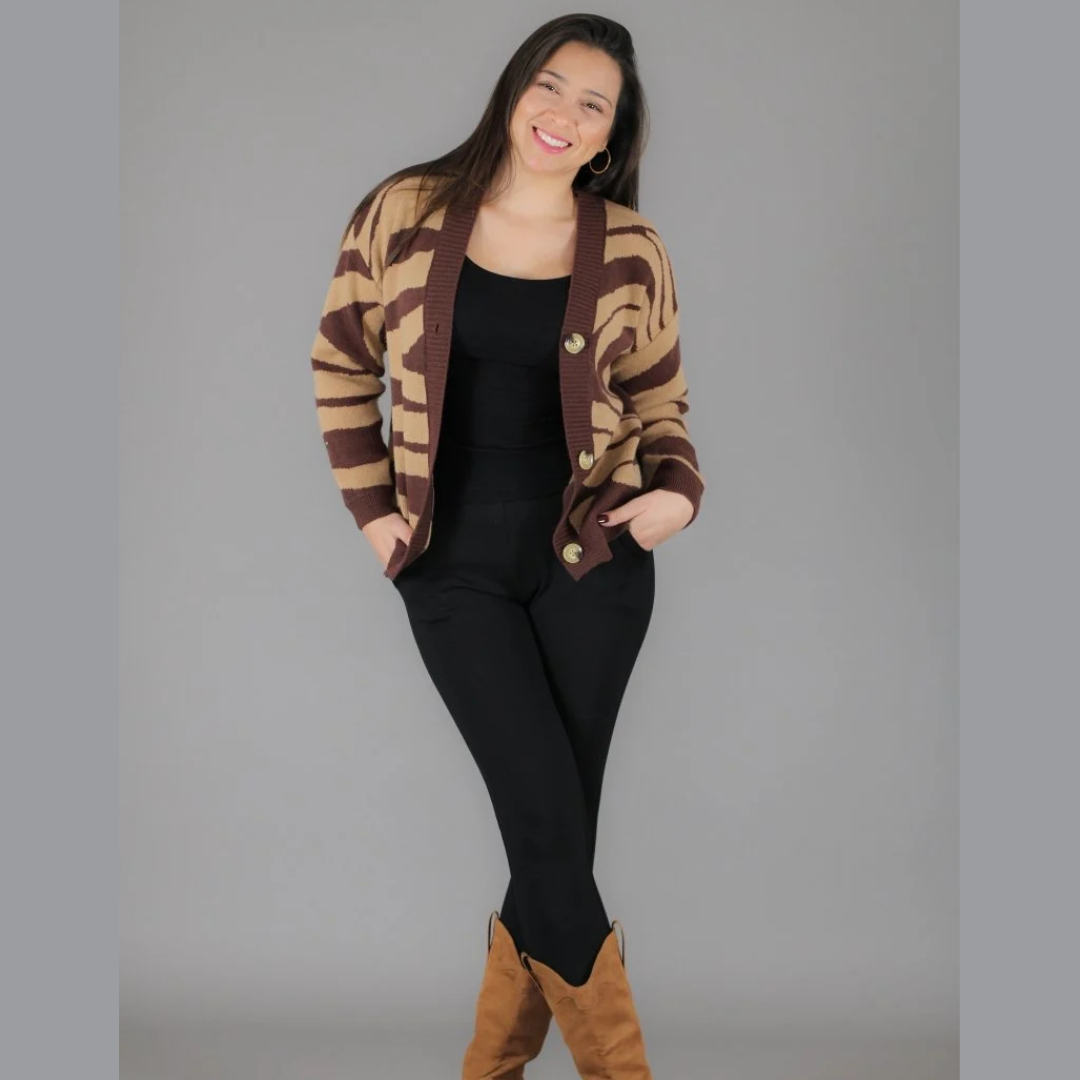 Iviana | Textured Zebra-Print Cardigan