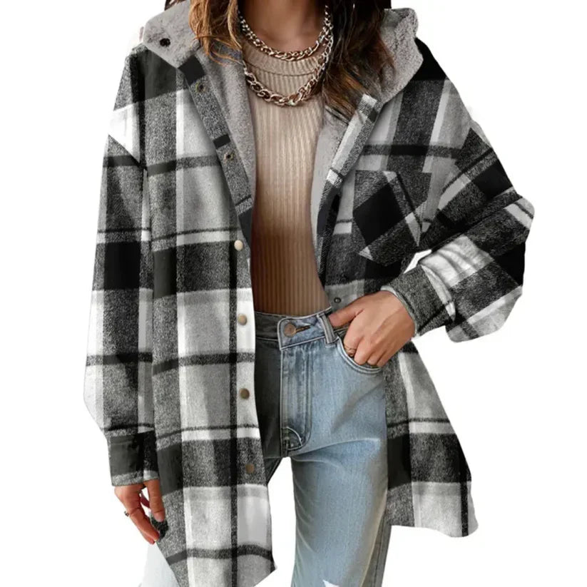 Harlow | Cozy Oversized Teddy Flannel Jacket