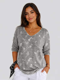 Women's Vintage Floral Art Casual Pullover Knit