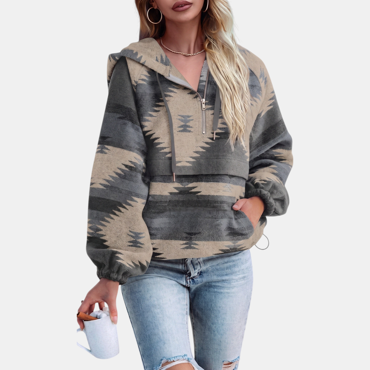 Elza | Oversized Quarter Zip Hoodie