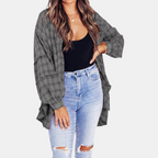Cloé - Flannel Shirt Oversized Long Sleeve Blouse