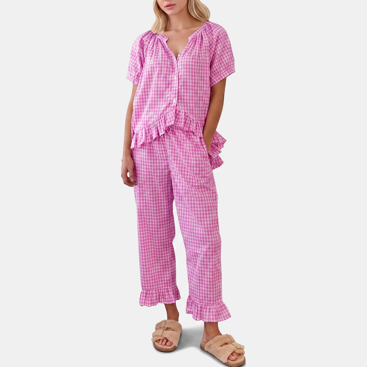 Winnie | Women's Ruffle Trim Pajama Set