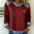 Darlene | Animal Print Contrast-Trim Sweater