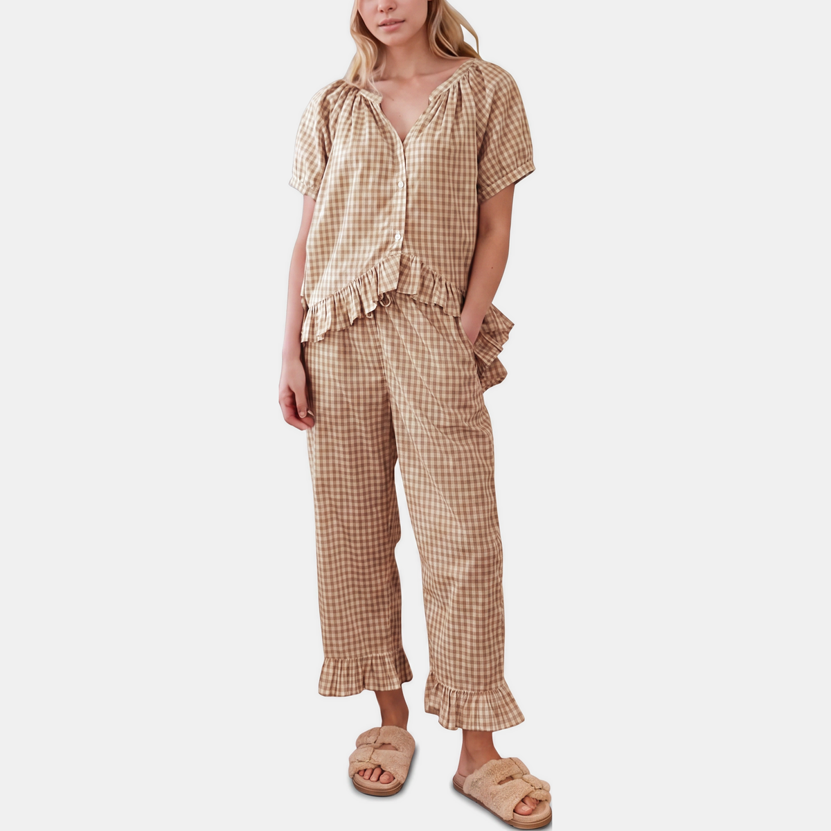 Winnie | Women's Ruffle Trim Pajama Set