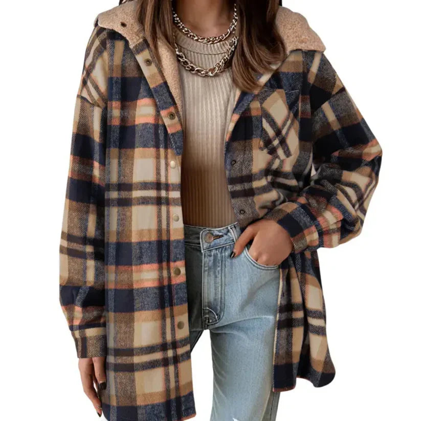 Harlow | Cozy Oversized Teddy Flannel Jacket