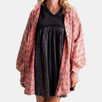 Cloé - Flannel Shirt Oversized Long Sleeve Blouse